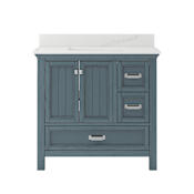 CRAFT + MAIN Brantley 36" Free Standing Single Basin Vanity Set with Cabinet and Quartz Vanity Top Harbor Blue