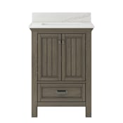CRAFT + MAIN Brantley 24" Free Standing Single Basin Vanity Set with Cabinet and Quartz Vanity Top Distressed Grey