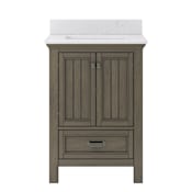 CRAFT + MAIN Brantley 24" Free Standing Single Basin Vanity Set with Cabinet and Quartz Vanity Top Distressed Grey