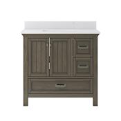 CRAFT + MAIN Brantley 36" Free Standing Single Basin Vanity Set with Cabinet and Quartz Vanity Top Distressed Grey