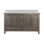 CRAFT + MAIN Brantley 60" Free Standing Double Basin Vanity Set with MDF Cabinet and Iced White Quartz Vanity Top Distressed Grey