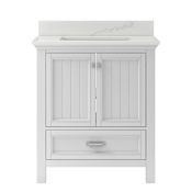 CRAFT + MAIN Brantley 30" Free Standing Single Basin Vanity Set with Cabinet and Quartz Vanity Top White
