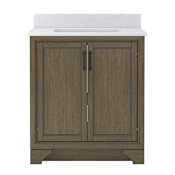 CRAFT + MAIN Lanagan 32" Free Standing Single Basin Vanity Set with Cabinet and Carrara Vita Quartz Vanity Top Shaded Timber