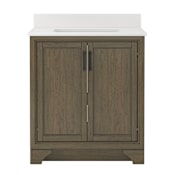 CRAFT + MAIN Lanagan 32" Free Standing Single Basin Vanity Set with Cabinet and Snow White Quartz Vanity Top Shaded Timber