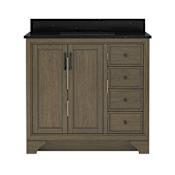 CRAFT + MAIN Lanagan 36" Free Standing Single Basin Vanity Set with Cabinet and Black Galaxy Quartz Vanity Top Shaded Timber