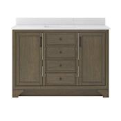 CRAFT + MAIN Lanagan 48" Free Standing Single Basin Vanity Set with Cabinet and Carrara Vita Quartz Vanity Top Shaded Timber