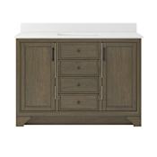 CRAFT + MAIN Lanagan 48" Free Standing Single Basin Vanity Set with Cabinet and Snow White Quartz Vanity Top Shaded Timber