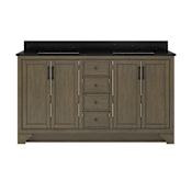 CRAFT + MAIN Lanagan 60" Free Standing Double Basin Vanity Set with Cabinet and Black Galaxy Quartz Vanity Top Shaded Timber