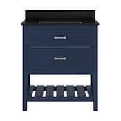CRAFT + MAIN Lawson 32" Free Standing Single Basin Vanity Set with Cabinet and Black Galaxy Quartz Vanity Top Aegean Blue