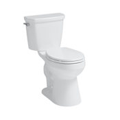 CRAFT + MAIN Easley Flush Guard 1.28 GPF Two Piece Round Toilet with Left Hand Lever - Seat Included White