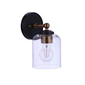 Craftmade Coppa 9" Tall Bathroom Sconce Flat Black / Satin Brass