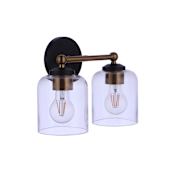 Craftmade Coppa 2 Light 12" Wide Vanity Light Flat Black / Satin Brass