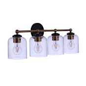 Craftmade Coppa 4 Light 26" Wide Vanity Light Flat Black / Satin Brass