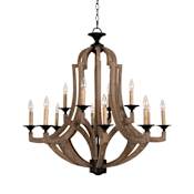 Craftmade Winton 12 Light 36" Wide Pillar Candle Style Chandelier Weathered Pine