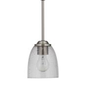 Craftmade Serene 6" Wide Mini Pendant with Seedy Glass Shade Brushed Polished Nickel