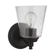 Craftmade Tyler 10" Tall Bathroom Sconce with Seedy Glass Shade Flat Black
