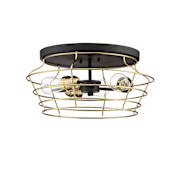 Craftmade Thatcher 3 Light 17" Wide Flush Mount Ceiling Fixture Flat Black / Satin Brass