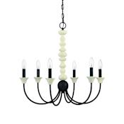 Craftmade Meadow Place 6 Light 24" Wide Taper Candle Style Chandelier Cottage White / Espresso
