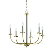 Craftmade Stanza 6 Light 26" Wide Taper Candle Style Chandelier Brushed Polished Nickel / Satin Brass
