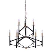 Craftmade The Reserve 9 Light 33" Wide Taper Candle Style Chandelier Flat Black / Satin Brass