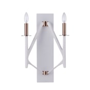 Craftmade The Reserve 2 Light 20" Tall Wall Sconce Matte White / Satin Brass