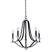 Craftmade Esme 5 Light 25" Wide Taper Candle Style Chandelier Flat Black / Matte White