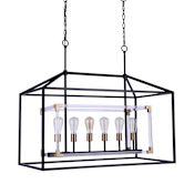 Craftmade Aaron 6 Light 19" Wide Linear Pendant Flat Black / Satin Brass