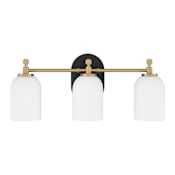 Craftmade Council 3 Light 21" Wide Vanity Light Flat Black / Satin Brass