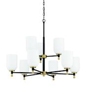 Craftmade Council 9 Light 29" Wide Chandelier Flat Black / Satin Brass