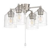 Craftmade Light Kit 17" Wide 4 Light Ceiling Fan Light Kit with Clear Glass Shades Brushed Polished Nickel