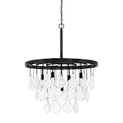 Craftmade Vesi 5 Light 26" Wide Crystal Waterfall Chandelier Flat Black