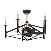 Craftmade The Reserve 32 24" 4 Blade Indoor Smart LED Ceiling Fan Flat Black / Satin Brass