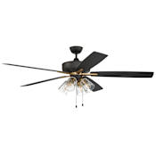 Craftmade Super Pro 60" 5 Blade Indoor LED Ceiling Fan Flat Black / Satin Brass
