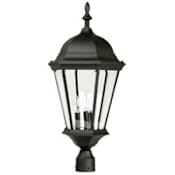 Craftmade Straight Glass 3 Light 28" Tall Post Light Matte Black