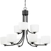 Craftmade Clarendon 9 Light 32" Wide Chandelier with White Opal Glass Shade Aged Bronze Brushed