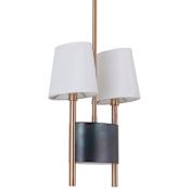 Craftmade Parker 2 Light 9-1/8" Wide Mini Pendant with Beige Fabric Shade Fired Steel / Satin Brass