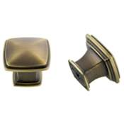Crown Cabinet Hardware Traditional 1-1/4 Inch Square Cabinet Knob Antique Satin Brass