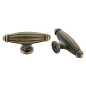 Crown Cabinet Hardware Deco 2-9/16 Inch Decorative "Blimp" Football Bar Cabinet Knob / Decorative T Drawer Knob Antique Satin Brass