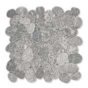 Cruz Bay Studio Coin Marble - 11" x 11" Pebble and Rock Floor and Wall Tile - Matte Visual - Sold by Carton (9.62 SF/Carton) Ash Grey