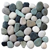 Cruz Bay Studio Classic Pebble - 11" x 11" Pebble and Rock Floor and Wall Tile - Matte Visual - Sold by Carton (9.62 SF/Carton) Black / Green / Tan Natural