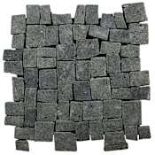 Cruz Bay Studio Block Mosaic - 11" x 11" Pebble and Rock Floor and Wall Tile - Tumbled Visual - Sold by Carton (9.62 SF/Carton) Black Basalt