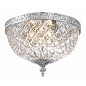 Crystorama Lighting Group Ceiling Mount 2 Light 10" Wide Flush Mount Bowl Ceiling Fixture with a Patterned, Clear Glass Shade Polished Chrome