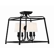 Crystorama Lighting Group Sylvan 4 Light 16" Wide Semi-Flush Ceiling Fixture with Silk Shades Black Forged