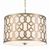 Crystorama Lighting Group Jennings 5 Light 24" Wide Pendant with Silk Shade Aged Brass