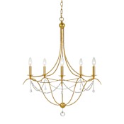 Crystorama Lighting Group Metro 5 Light 28" Wide Taper Candle Chandelier with Clear Glass Bead Accents Antique Gold