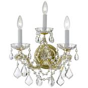 Crystorama Lighting Group Maria Theresa 3 Light 14" Tall Wall Sconce with Hand Cut Crystal Accents Gold