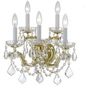 Crystorama Lighting Group Maria Theresa 5 Light 16" Tall Wall Sconce with Swarovski Strass Crystal Accents Gold