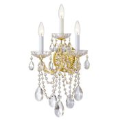 Crystorama Lighting Group Maria Theresa 3 Light 23" Tall Wall Sconce with Hand Cut Crystal Accents Gold