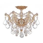 Crystorama Lighting Group Maria Theresa 3 Light 14" Wide Semi-Flush Waterfall Ceiling Fixture with Hand Cut Crystal Accents Gold