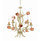 Crystorama Lighting Group Southport 5 Light 20" Wide Taper Candle Chandelier with Hand-Painted Floral Accents Sage Rose